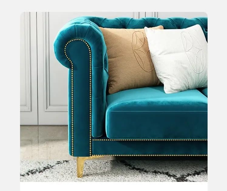 Image of Modern Classic 3 Seater Sofa Couch Fabric & Valvet Tufted Chesterfield Sofa Living Room and Office (3 Seater Sofa) | Premium Material