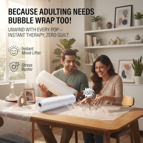 Image of Glaze Protective Bubble Wrap Roll | Air Cushion Packaging Material for Glassware, Electronics, Crockery & Fragile Products | Lightweight & Durable (1 metre)