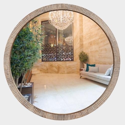 DREAMY WALLS Round Mirror for Wall - 24" Wooden Mirror Big Size Frame - Decorative Mirror, House Wall Mirror for Bedroom, Aesthetic Mirror for Living Room, Entryway Large Mirror, Antique Home Decor (B0CKL53WRX) Amazon Price History, Amazon Price Tracker