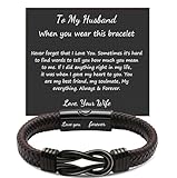 JOYELL Bracelets for Husband Brown Braided Leather Knot Bracelet for Mens Couple, Valentines Day Birthday Anniversary Wedding Graduation Gifts from Wife