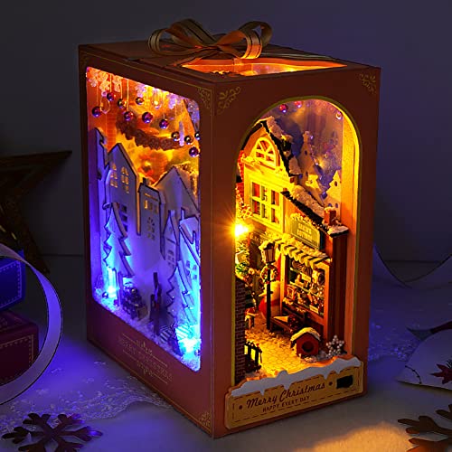 Diy Dollhouse Wood Bookends Book Nook Model Building Kit 3D Wooden Book Stand Puzzle With Led Light For Teens And Adults To Build-Creativity Gift For Birthdays Christmas #TOP6