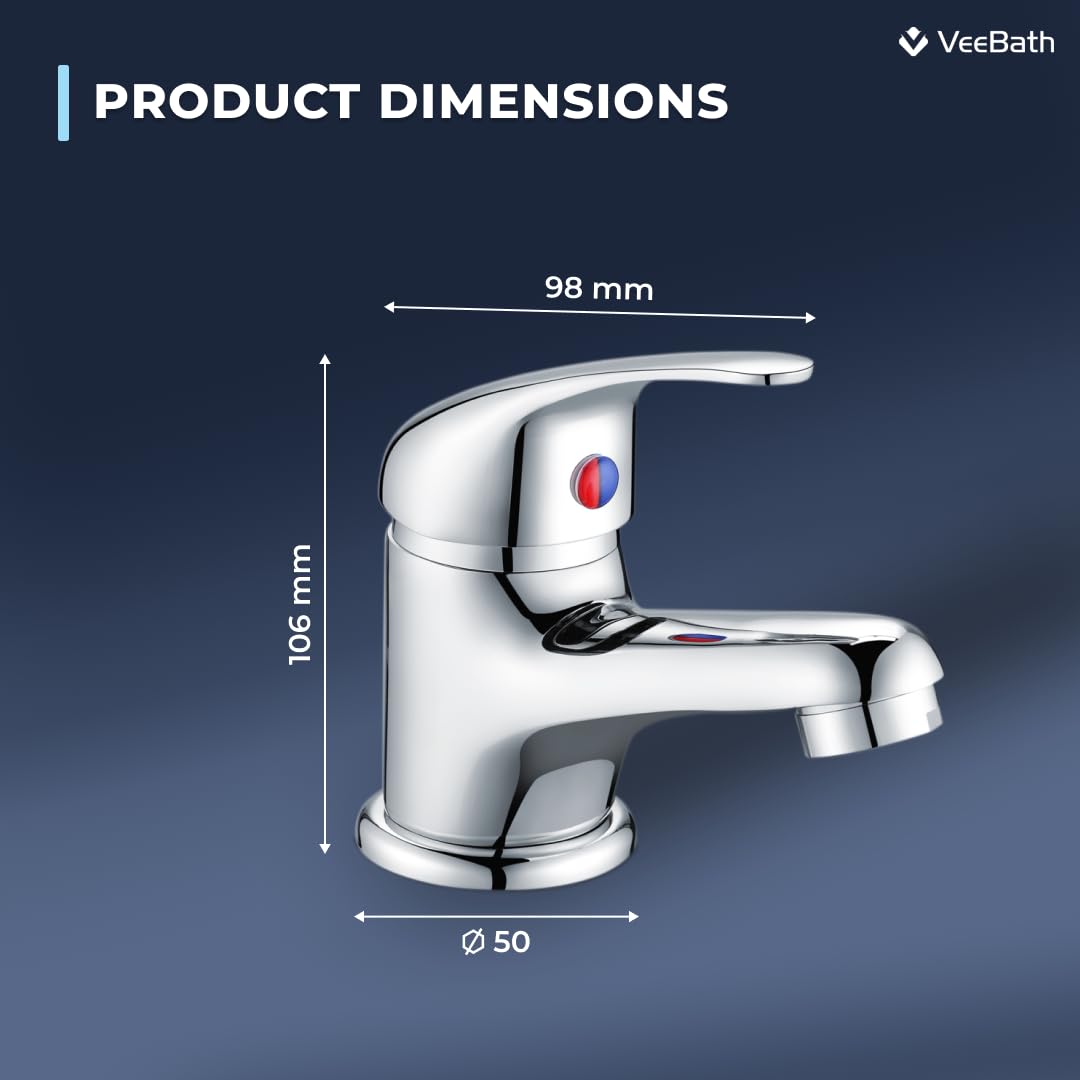 VeeBath Eco/Prima Mono bateria umywalkowa bateria łazienkowa umywalka umywalka jednouchwytowa mosiężna bateria mieszająca z wyskakującymi odpadami - chrom