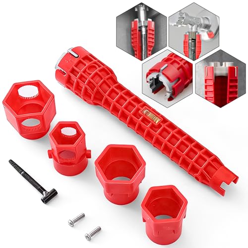 Eiswayla 14-in-1 Multi-Function Pipe Wrench Plumbing Tool for Sink Tap Basin Toilet Installation Multifunctional Faucet Spanner with Anti-Slip Grip for Tight Spaces Kitchen Bathroom Repair