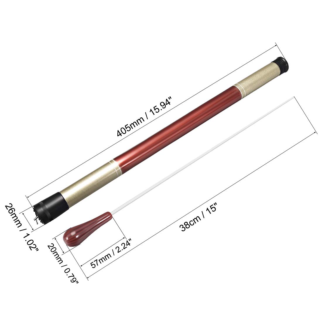 Music Conductor Baton 39cm/15.35inch Length Brown Red Black