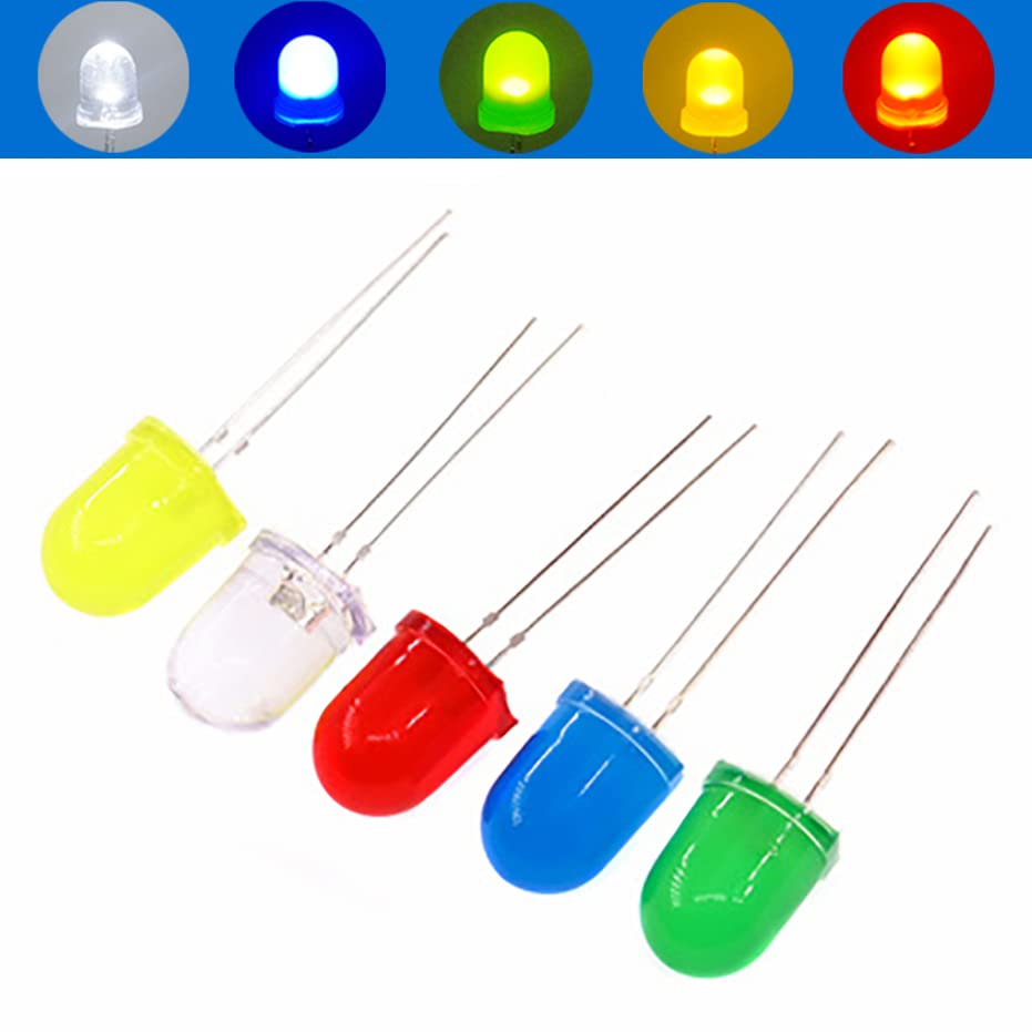 500 LED 3mm Multicolores - Kit DIY Avec Blanc, Jaune, Rouge, Bleu, Vert (100 De Chaque)