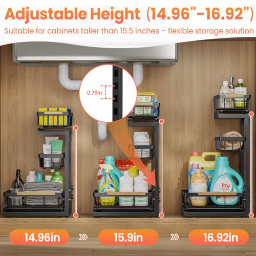 Image of Under Sink Organizer and Storage for Bathroom and Kitchen - 2 Pack 3 Tier