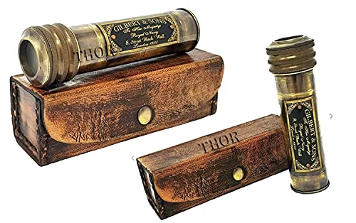 Caleidoscopio de latón antiguo para reducir el estrés visual con estuche de cuero protector 2