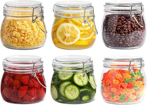 La Mejor Selección de Envase hermetico favoritos de las personas. 47 Voyzdx 6 Tarro Hermetico Tapa Frasco Vidrio 500ml,Recipientes Herméticos,Set Botes Envases Cierre de Clip para Conservar Alimentos,Tarro de Galletas para para Frijoles,Copos de...