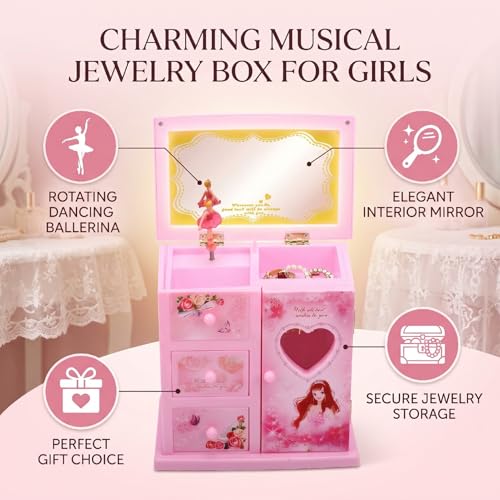 Caja de joyería musical para niñas organiza joyas sin enredos 4