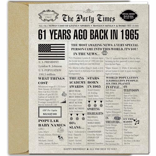 Carte anniversaire rétro 61 ans DUGUTUL avec décoration