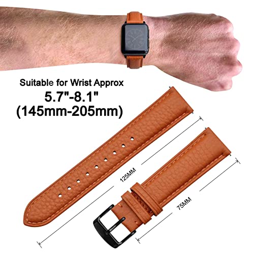 Image of ANNEFIT Watch Band 20mm, Quick Release Textured Padded Leather Straps with Black Buckle for Men and Women (Orange)