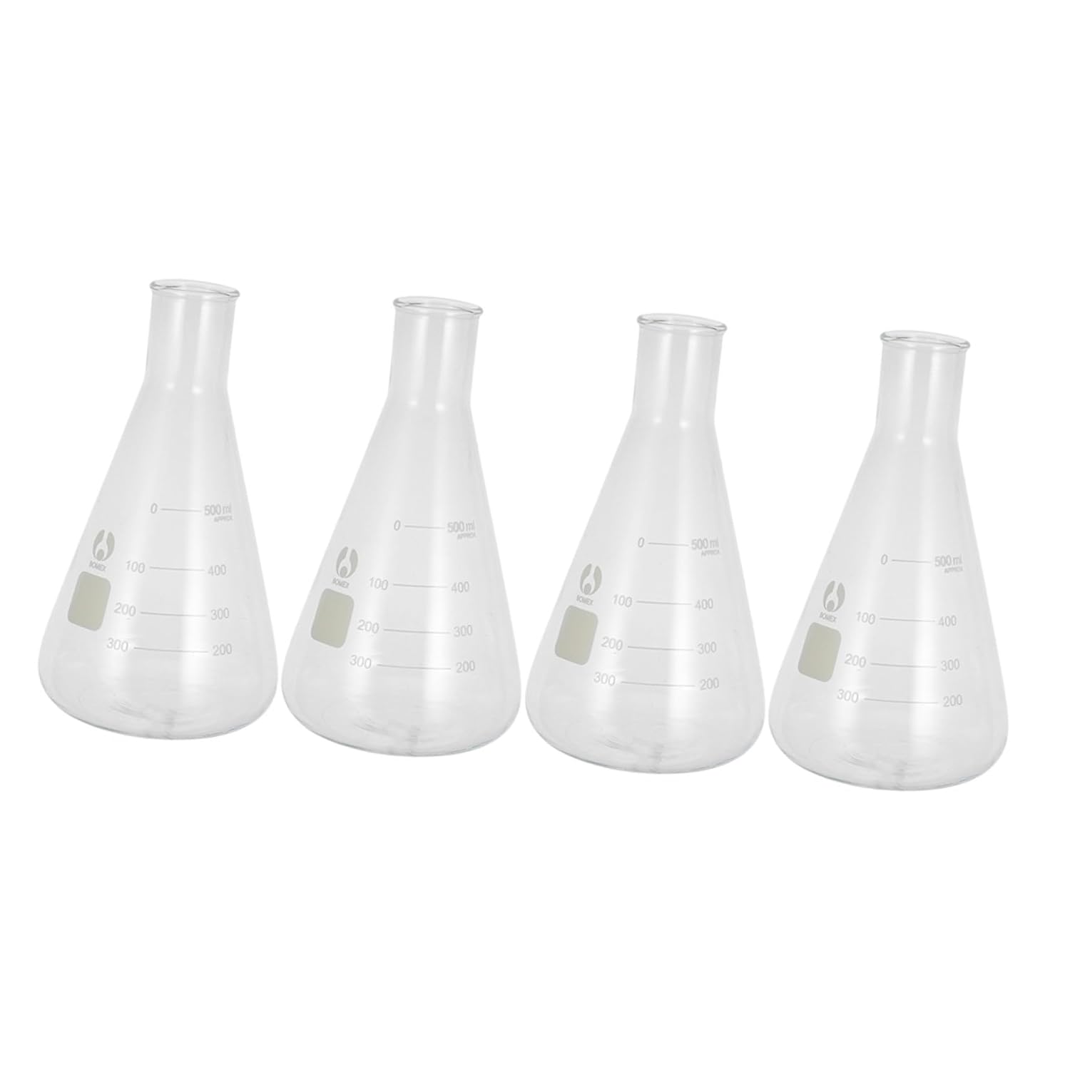 4pcs Conical Flask Wide Neck High Borosilicate Erlenmeyer Flask for Experiment Accessory