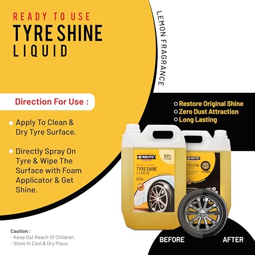 Image of Bike & Car Tyre Polish 5 Liter Extreme Black Shine - Long Lasting Gloss & Dirt Repellent | Prevents Fading and Cracks | Non-Greasy With Pleasant Lemon Fragrance (Yellow)