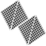 UTHCLO Servilletas de Tela de Algodón 45 Cm a Cuadros Negro y Blanco Flecos, 4 Unidades Lavables y Reutilizables para Cenas, Bodas y Decoración de Mesa Interior