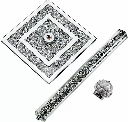 ProTech Silver Crushed Diamond Crystal Filled Tissue Roll Holder, Crystal Kitchen Roll Holder, Kitchen Freestanding Holder, Best Option to Gift, Tissue Holder, Diamante Sparkle Bling Accessories