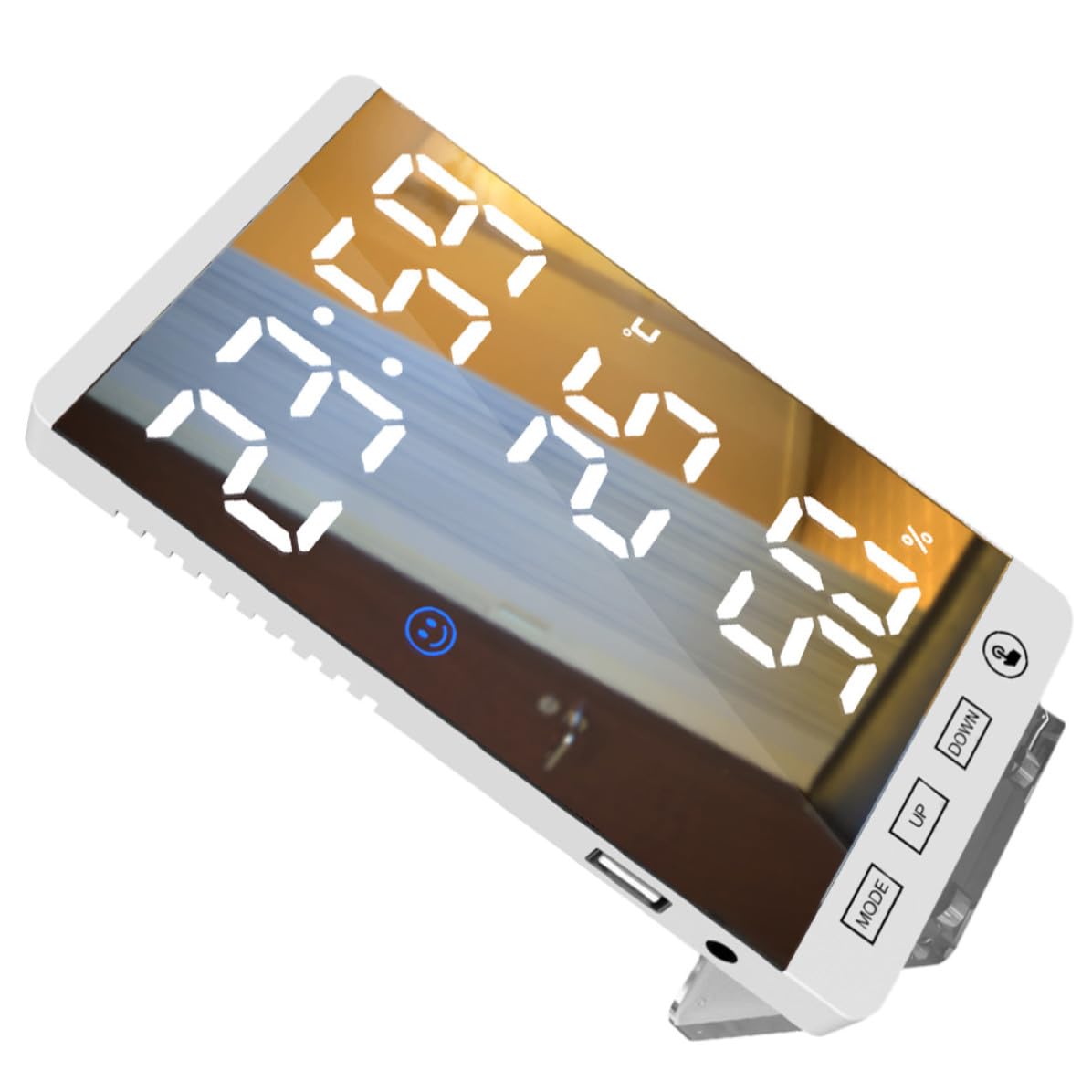 Orologio con Display Temperatura Bianco da Tavolo Digitale LED
