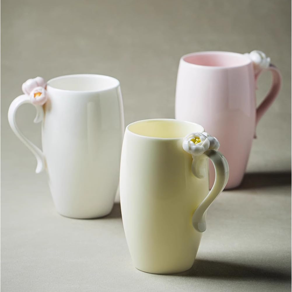 Śliczne i kreatywne kubki ceramiczne w kształcie kwiatów, kubki biurowe na wodę, kubki na mleko, filiżanki do kawy, kubki /122(Pink)