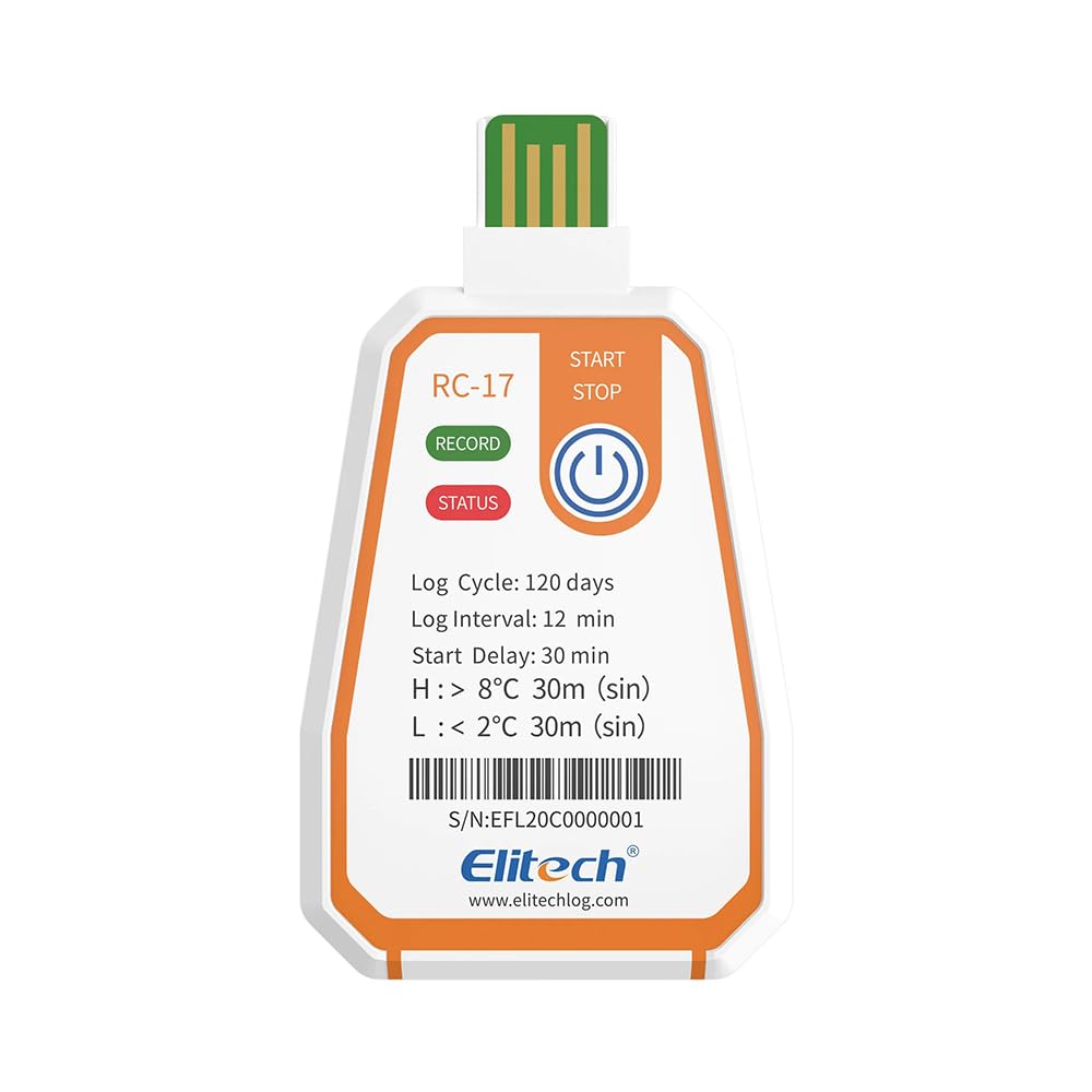 Single-Use Temperature Data Logger – Accurate and Efficient Temperature Tracking for Supply Chain, Auto PDF Report | Elitech RC-17