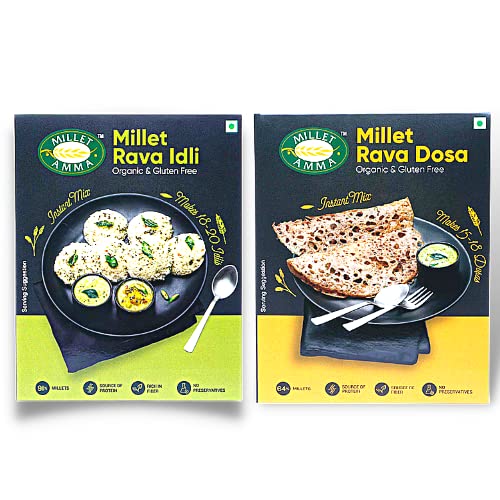 Millet Amma CERTIFIED ORGANIC Millet Breakfast Idli and Rava Dosa Combo | Millet Rava Dosa Mix 250g + Millet Rava Idli Mix 250g | Good Healthy and Suitable for Breakfast or Dinner | Easy & Ready to Cook | Instant Millet Breakfast Mix | Rich in Protei (B09NPZHJ1L) Amazon Price History, Amazon Price Tracker