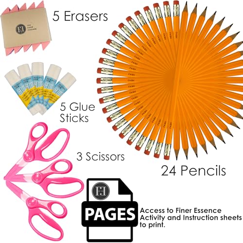 The Finer Essence - Materiais Escolares para Professores: Conjunto Inclui 3 Tesouras Infantis, 5 Bas