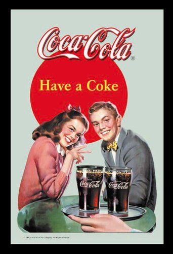Vetro stampato Empire 537256 - Quadro Coca Cola - Coppia su Vetro Stampato, con Cornice in plastica Effetto Legno, 20 x 30 cm