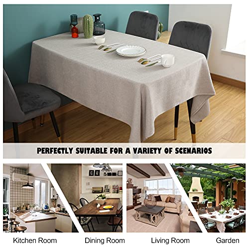 Seashore Tree Table Cover Rectangle Beige Large Tablecloth Cloths Waterproof Faux Linen 55X94.5Inch #TOP4