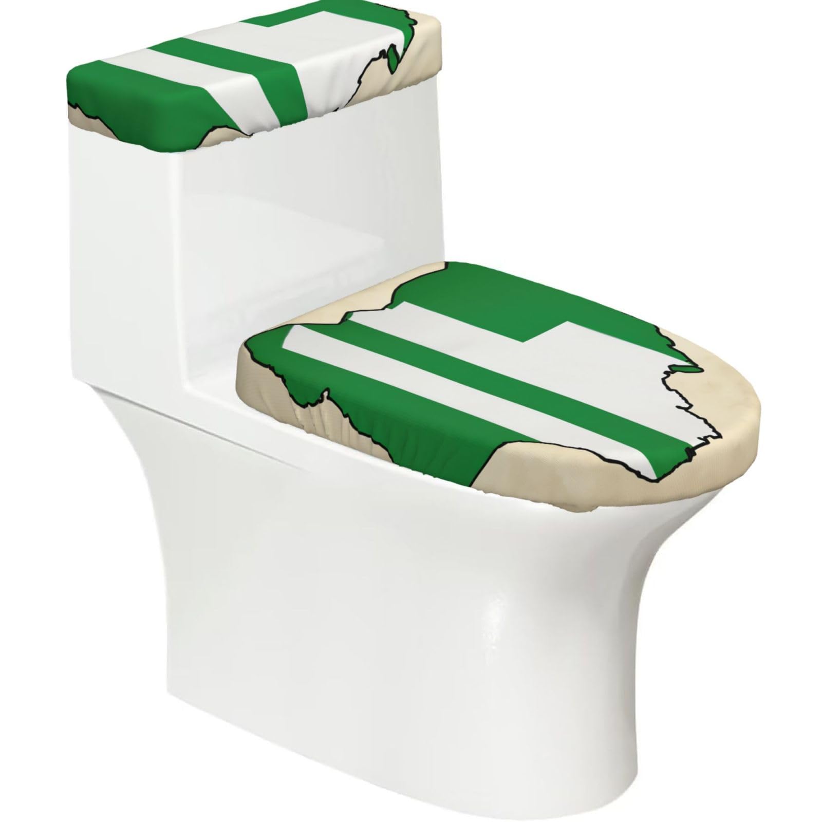 Nigeria Flag Map02 Print Bathroom Decor Toilet Lid Cover And Tank Covers, Restroom Accessories Fits Most Round