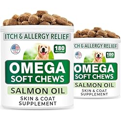 Omega 3 for Dogs - Fish Oil for Skin & Coat Health, Itch & Allergy Support | Vet-Approved - Salmon Oil Treats for Dog Shedding, Hot Spots Treatment - EPA&DHA Fatty Acids Supplement - Made in USA, 360Ct