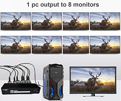 Mt-Viki 8 Way 3 Rca Splitter Composite Video Audio Distribution (1 In 8 Out) #TOP2