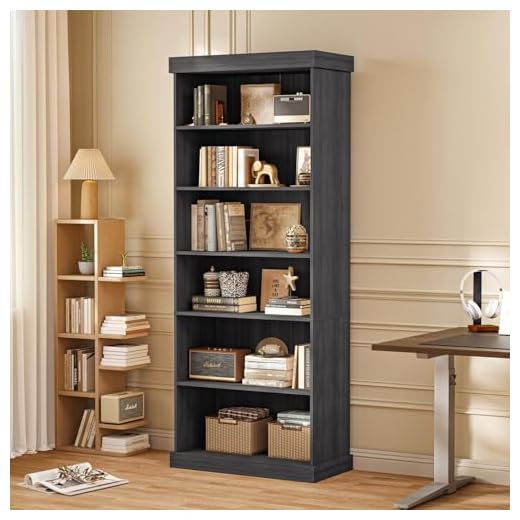 Vyre Tall Farmhouse Bookshelf with Adjustable Shelves