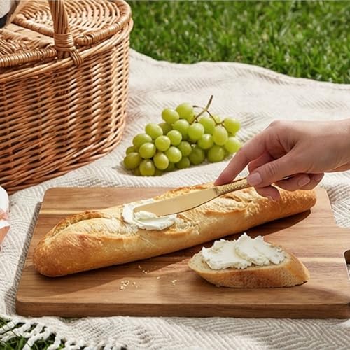 Image of 9 inch Hammered Aurum Gold Dinner Knives | 5-Piece Premium Stainless Steel Flatware Set of Steak Knives | Elegant Dishwasher-Safe Cutlery for Home, Restaurants, and Gifting