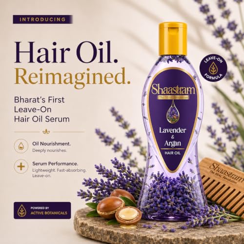 Image of Lavender & Argan Controls Frizz & Smooth Hair | Herbal Hair Oil (works like a serum) for Men & Women | Non-Sticky, Lightweight, Fast Absorbing Oil - 180ml