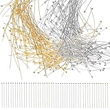 SUPVOX Alfileres de Cabeza Esférica de Cobre 0.6x40mm 400 Piezas para Fabricación de Joyas, Pendientes, Collares, Pulseras y Colgantes, Pasadores Reutilizables para Abalorios