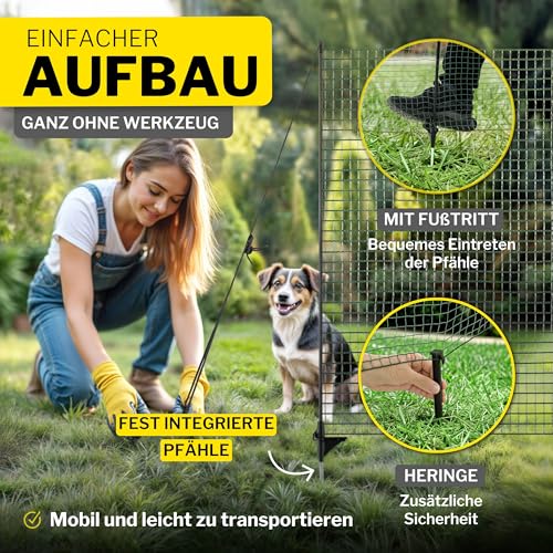 Hundezaun Camping Horizont Begrenzungszaun FIX mobiler 20 m Zaun