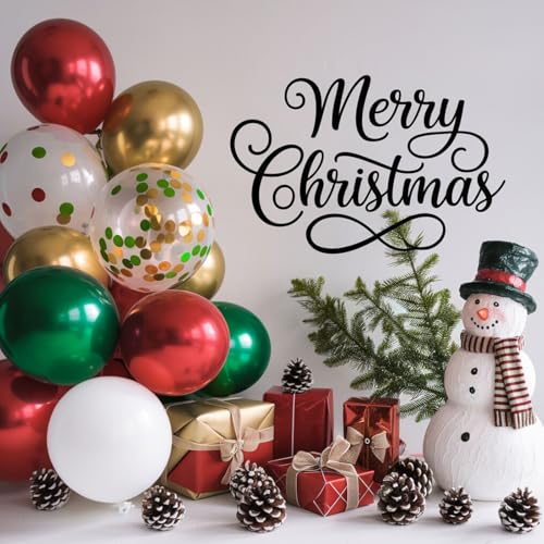 Image of FunHot Christmas Balloons, 60 Pcs Red Green Gold Balloons, 12 Inch Red Green Confetti Balloons Metallic Gold Helium Balloons White Latex Balloons for Happy New Year Merry Christmas Party Decorations