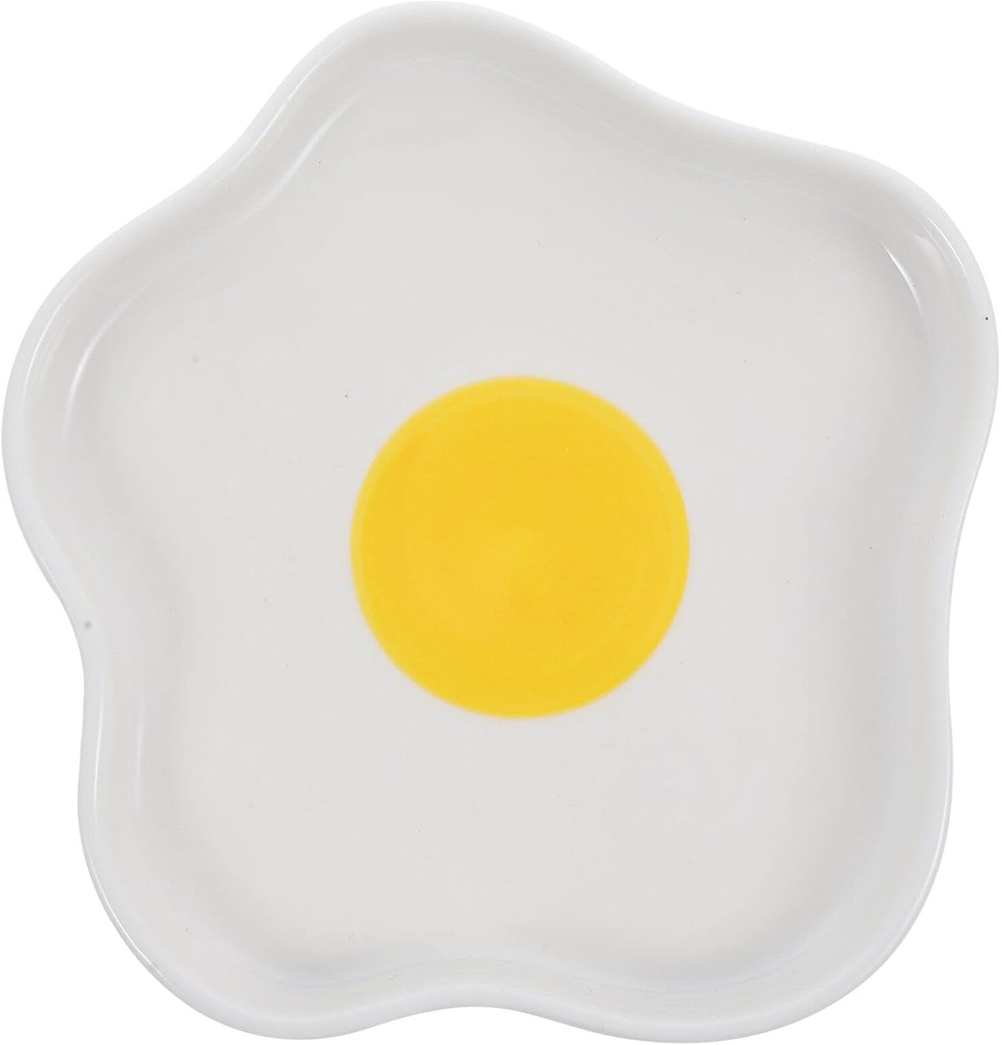 Cabilock Irregular Ceramic Plate with Fried Egg Design for Dessert Serving