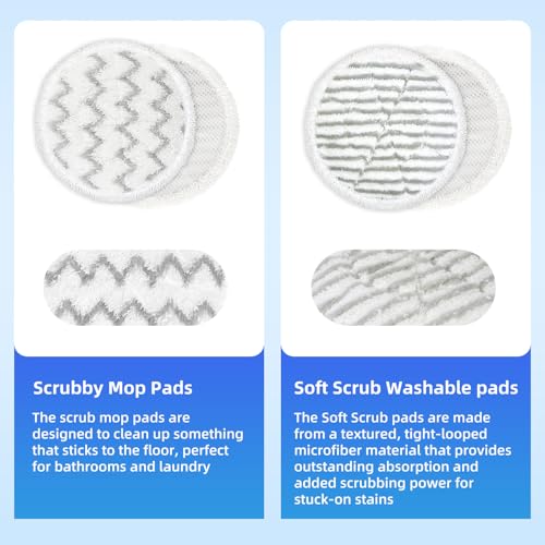 Image of VIEWALL Steam Mop Pads Replacement for Shark S8002BRN S8001 S8000 S8200 S820 S8201 S7001 S7201 S7000 S7005 S7020 S7001 S7020 7001 S7201 QM7001 Steam Scrub, Dirt Grip Soft Washable Scrub Pads 8 Pack