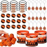 Aoriher Basketball Sport Party Favors for Kids, 15 Sets Sport Goodie Silicone Sport Bracelets Mini Stress Ball Keychain Temporary Tattoo Sticker Eraser for Sport Birthday Party Supplies Total 85 Pcs