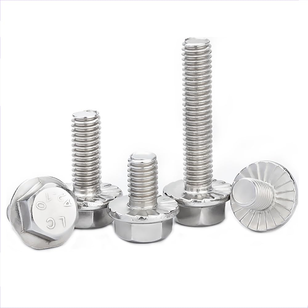 10 pezzi M5 M6 M8 M10 M12 A2-70 Acciaio inossidabile 304 GB5787 Testa esagonale con flangia seghettata Vite Rondella Bullone a testa(25mm,M10 x10pcs)
