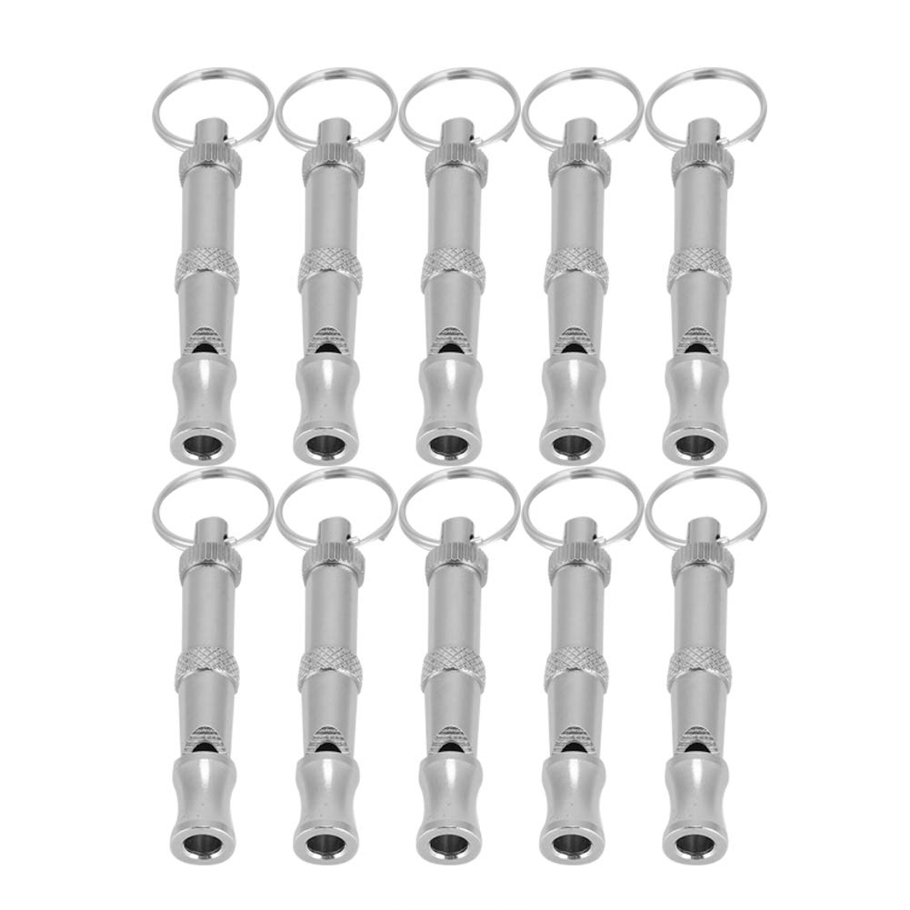 Ddewing 10PCS Dog Whistle,Adjustable Dog Whistle Trainer Dog Whistle to Stop Barking Neighbors Dog Stainless Steel Pet Training Supplies with Metal Suspension Loop