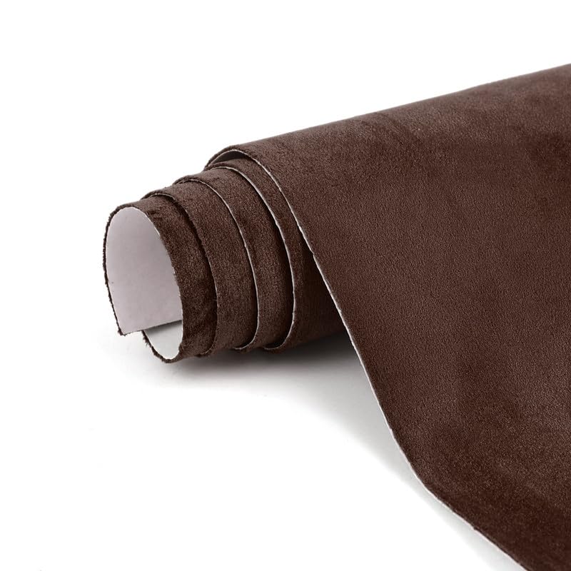 Image of Premium Coffee Suede Fabric Wrap - 16x59 inch Suede Wrap for Car Interior - Self-Adhesive Microfiber and Synthetic Leather, Stretchable Interior Film for Car and Home Decor