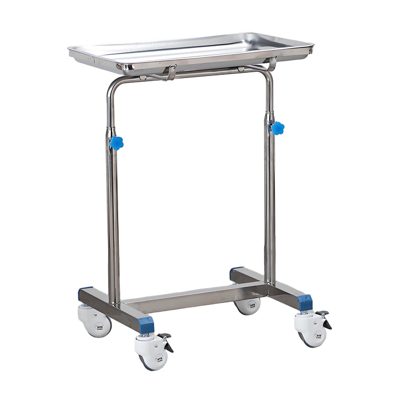 Carrito de laboratorio ajustable de acero inoxidable con ruedas universales para uso en escritorio, altura ajustable para soluciones versátiles de espacio de trabajo