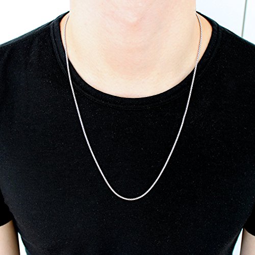 Solid Sterling Silver Rhodium Plated 1.8 Millimeters Round Box Chain Necklace, 18 Inches #TOP8