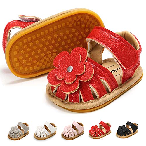 Image of Babelvit Infant Baby Girl Boy Sandals Comfort Premium Summer Outdoor Casual Beach Shoes with Flower Bowknot Anti Slip Rubber Sole Newborn Toddler Prewalker First Walking Shoes