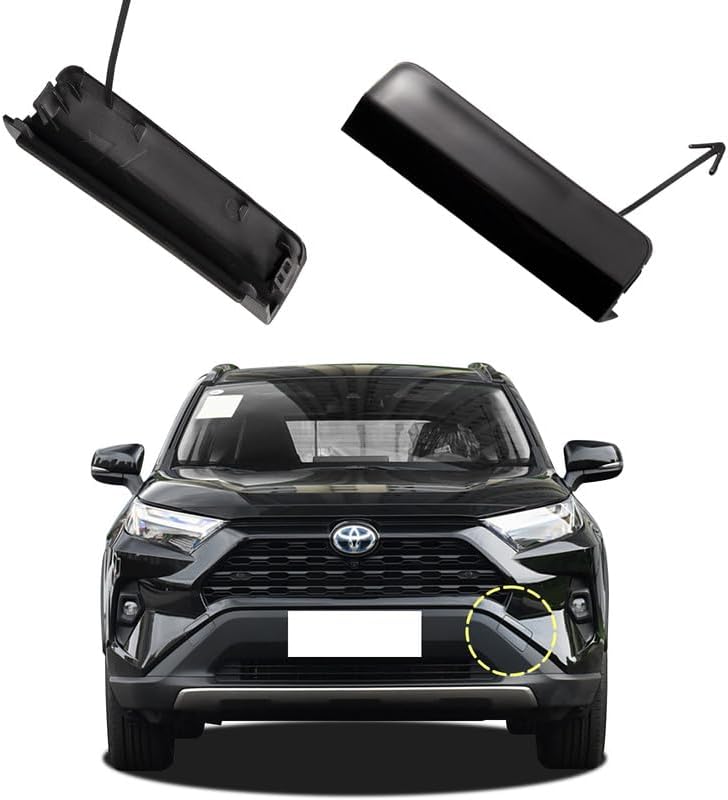car front bumper tow hook cover compatible with toyota rav4 2019-2023, unpainted left driver side, modern style, plastic material