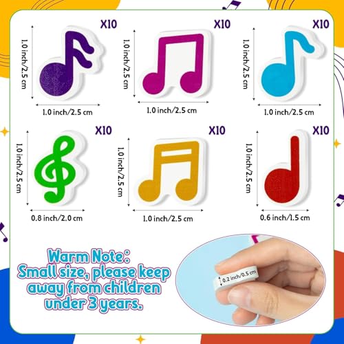 Mini gommes en caoutchouc musique lot vrac pour cadeau anniversaire enfant et école