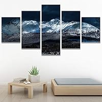 SIGNWIN 5 Panel Canvas Wall Art Snow Mountain for Home Decorations Ready to Hang - 60