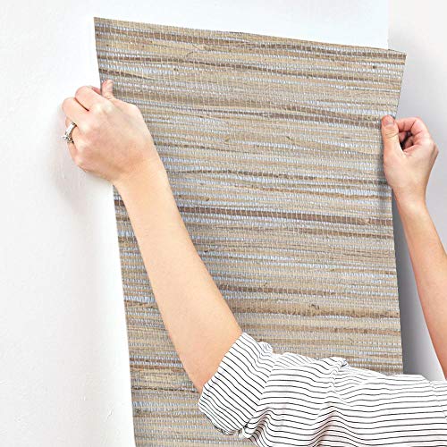 York Wallcoverings Nz0796 Grasscloth Wallpaper By Raw Jute, Silvery/Pearl, Cream, Beige, Tan #TOP4