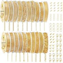 Ecoofor 154.2 Feet 20 Rolls Gold Necklace Chains for DIY Jewelry Making