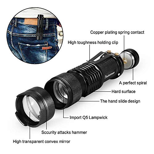 10 Pack Mini Flashlights Small Led Flashlight 300 Lumen Portable Tactical Zoomable Pocket Torch Lantern Adjustable Focus Light For Kids Child Camping Emergency Travel Hiking Torch Light #TOP4